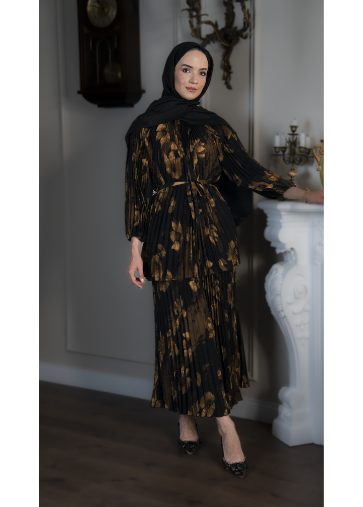 Pileli Pantolon Takımı Çiçek Desen