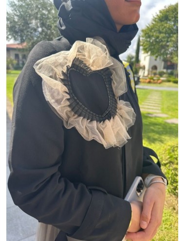 Kalp Tül Detaylı Trençkot