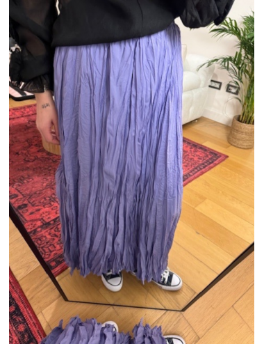 Elegant Astarlı Uzun Kırışık Etek Mor