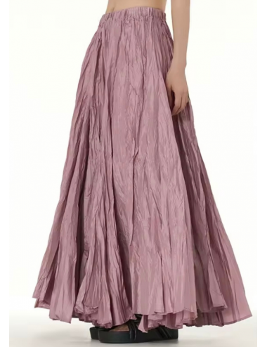 Elegant Astarlı Uzun Kırışık Etek Pembe